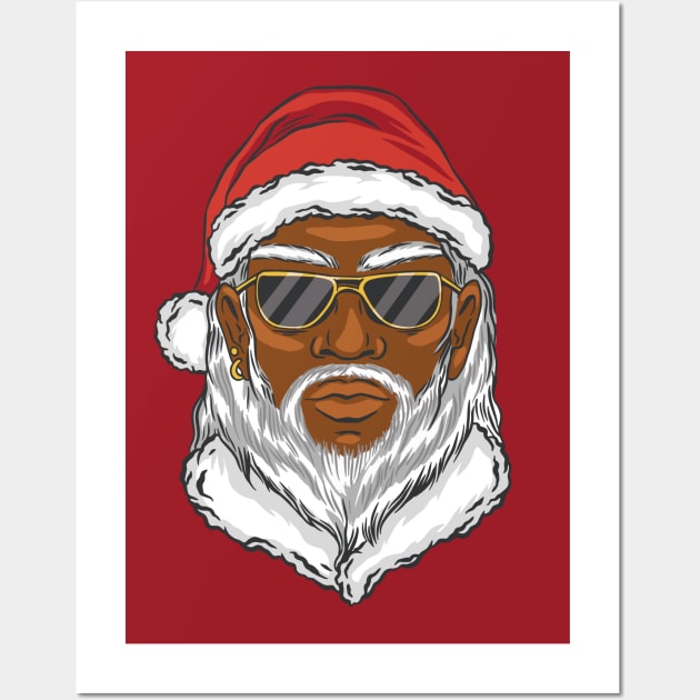 Black Santa Cartoon Wall Art by SLAG_Creative